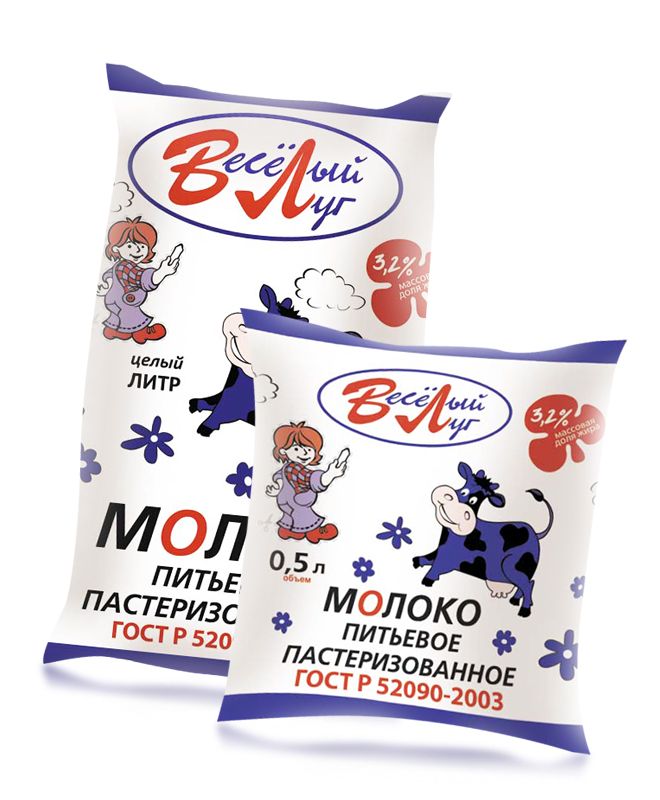 Молоко питьевое пастеризованное тм Веселый луг